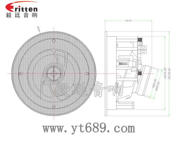 高端6.5寸吸顶式天花喇叭成品图圆网罩